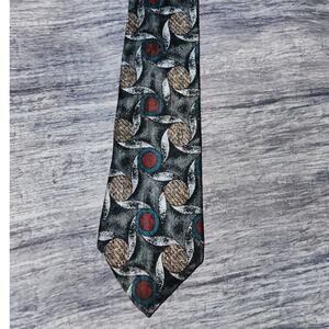*5 for $25* Vintage Made in USA 100% Silk Gray Geometric Neck Tie‎